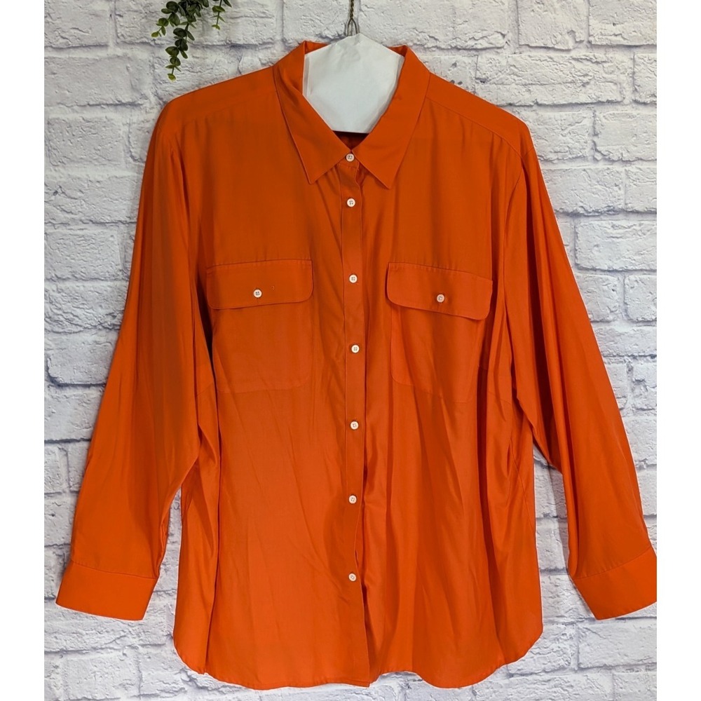 3XL POP OF COLOR!🧡Lauren Ralph Lauren LRL Women Long Sleeve Oxford Vicose Shirt
